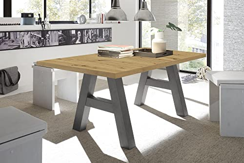 58 aufm Kessel Esstisch ausziehbar Elia 3 140 x 90 x 75 Esszimmertisch Graphit/Asteiche 13266-140
