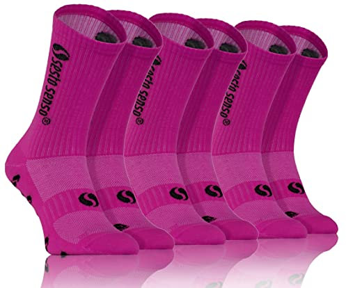 sesto senso 3 Paires Chaussettes de Sport Rose Homme Femme Coton Colorées Chaussettes Mollet 35-38 Pink