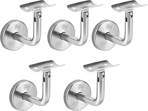 Vigevee Edelstahl Handlaufträger mit Abdeckrosette, Handlauf für Wandbefestigungen, Handlauf Wandhalter Neigung Verstellbar, Handlaufhalter 49 x 29 mm für Treppengeländer, 5 Stück