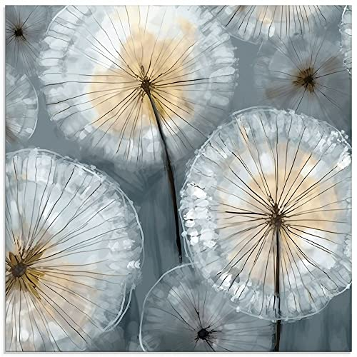 ARTland Wanddeko Glasbilder Wandbild Glas Bild einteilig 40x40 cm Quadratisch Abstrakte Kunst Natur Blumen Pusteblume Löwenzahn Frühling Minimalismus U4QS