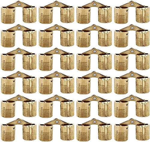 Lot de 24 charnières cylindriques invisibles en laiton de 10 mm pour meubles, charnières cachées en acier inoxydable