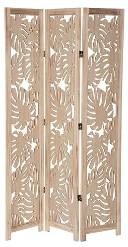 Miroytengo Biombo Separador De Ambientes Salón Dormitorio 3 Paneles Madera Paulownia Palm Color Roble