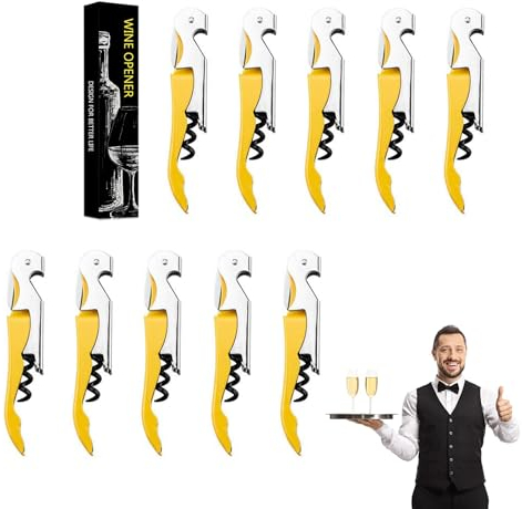 Limonadier Professionnel Serveur,Tire Bouchon Professionnel,Couteaux de Sommelier en Acier Inoxydable Avec DéCapsuleur et Coupe-Capsule (10, Jaune)
