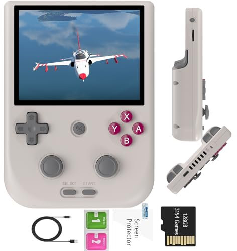 RG405V Retro Game Console Handheld Game Console Android 12 System 4 inches IPS Touch Screen, Built in 5500 mAh Battery with 128G TF Card 3172 Games, Support 5G WiFi Bluetooth 5.0 (Black Transparent)