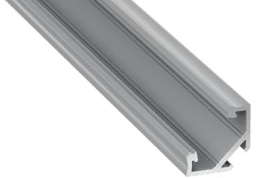 COFI 1453 LED Aluminium Profil Leiste Silber | Typ C Aluminium Profil Leiste mit dem Neigungswinkel 45° | Mit Endkappe und Montagehalterung | Milchig Abdeckung | 1m