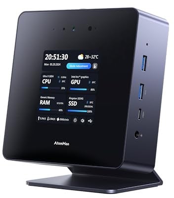 AtomMan Mini PC X7 Ti Intel Core Ultra 9 185H Processor,16 Cores/22 Threads,32GB DDR5 1TB SSD, 1080P Camera/RJ45 5Gbps × 2/Wi-Fi 7/Bluetooth 5.4/HDMI 2.1 FRL/DP 2.0/USB4 × 2,4 x USB A,OCulink 4X