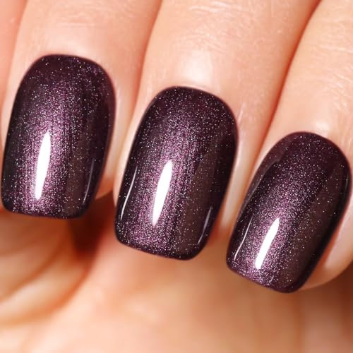 Ozzeal Pearl Gel Nail Polish,15ML Purple Brown Glitter Gel Nail Polish Sparkle Shimmer Gel Glitter Nail Polish Fall Winter Soak off LED UV Gel Nail Polish for Art DIY Manicure