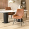 Hawthyhome Esszimmerstühle 2er Set | Polsterstühle mit 5 cm Sitzkissen • künstlicher Stoff Dining Chair • Küchenstuhl mit Rückenlehne • Moderne Sessel • Metallbeine • Braun FU01043BR-2