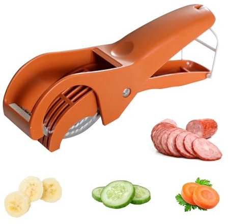 Stainless Steel Banana Slicer, Multifunctional Fruit and Vegetable Salad Cutter - Easy to Grip, Kitchen Tool for Cutting Bananas, Sausage, Strawberries and Grapes (Orange)
