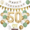 Luftballon 50. Geburtstag Salbeigrüne Folienballon Luftballon Zahlen 50. Geburtstagsdeko Männer Frau 50 Jahr Riesen Folienballon Zahl 50 Ballon 50 Deko zum Geburtstag Dekoration Grün Weiß Gold