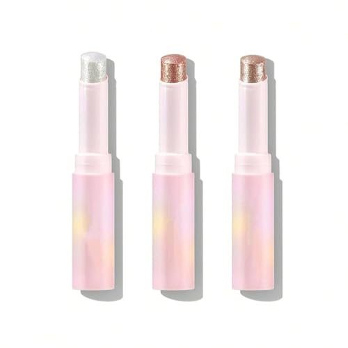Gelée de cristal Ombre à paupières en bâton, Crayon éclaircissant hydratant, Maquillage multifonctionnel longue durée pour les yeux, les joues et les lèvres (#1-2-3, 3PCS)