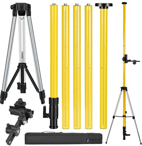 12FT/3.7M Laser Level Pole,Telescoping Laser Level Tripod with 1/4-Inch by 20-Inch Laser Mount,Laser Pole with Adjustable Telescopin for Rotary and Line Lasers