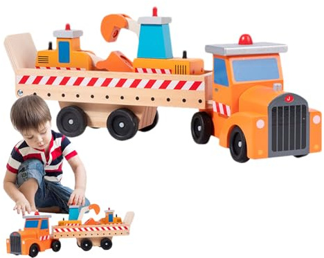 Bezijhr Holzautos,STEM Truck,BAU- und Spielauto aus Holz - Für Kinder Mädchen Zuhause Spielzimmer Kindergarten Vorschule