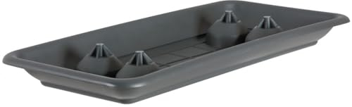 Sottobicchieri per Vaso Pianta Plato Rettangolare in Plastica - Antracite, 100 cm