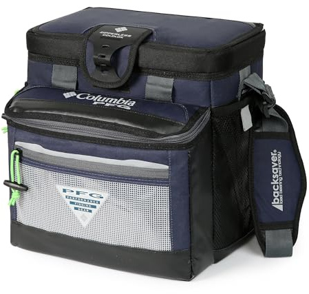 Columbia PFG Thermal Pack Cooler - 22 Can Zipperless Hardbody Cooler with ThermaCool High Performance Insulation, HardBody Liner, and SmartShelf - Navy Blue