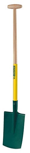 Leborgne, Bêche à rebord manche bois béquille 90 cm, Tête Acier Trempé, Bord Arrondi, Repose-Pieds, Douille robuste, Conseillées pour les sols légers ou peu collants, sans cailloux