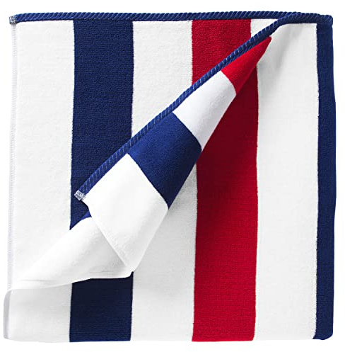 Laguna Beach Textile Co Übergroßes Plüsch-Cabana-Handtuch, Rot, Weiß und Blau