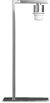 Home Sweet Home Moderner Tischlampensockel Block für Lampenschirm | Leuchte | 22/22/44cm | Gebürsteter Stahl | Tischlampensockel | Metall | E27 | für Lampenschirm | Leuchte max.20cm
