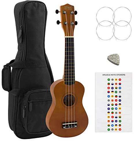 Childrens Natural Soprano Ukulele with Deluxe Padded Carry Bag