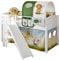 Sparpaket Hochbett mit Rutsche Podestbett Ekki Kiefer massiv Weiss mit Farbauswahl
