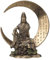 JFSM INC. Guan Yin sitzend auf Halbmond mit Herz Sutra Statue Skulptur – Bodhisattva