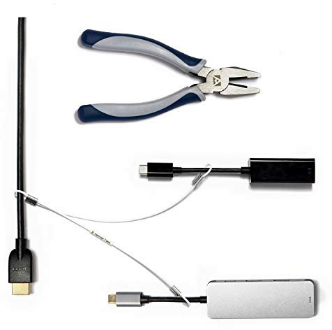 TetherTies Multi-Adapter-Kit | Kabelbinder für mehrere Adapter und Dongles | Stoppen Sie den Diebstahl von Konferenz-Display-Adaptern, Mac-Adaptern, VGA-Adaptern | kostenlose Crimpzange | Weiß, 10