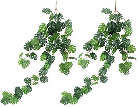 Lot de 2 feuilles de palmier tropicales artificielles en rotin pour décoration murale de mariage, maison, 81,3 cm