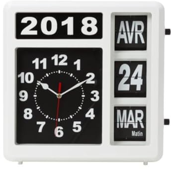 Perel Horloge Calendrier pour Seniors et Alzheimer, Horloge à Chiffres lisibles avec Affichage Jour et Date, Horloge analogique rétro pour malvoyants, Horloge d'aide à la mémoire, 31x31cm, Version