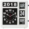 Perel Quadratische Uhr mit Flip-Over-Kalender, ideal für Sehbehinderte und Personen mit Alzheimer oder Demenz, analog, 31 x 31 cm, weiß/schwarz, französische Version