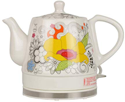 Electric Ceramic Cordless White Kettle Teapot - Retro 1.2 l Jug, 1350w Boils Water Fast For Tea, Coffee, Soup, Oatmeal - Removable Base, Boil Dry Protection,Yellow,1L