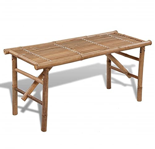 TEWTX7 Gartenbank Klappbar Bambus Natur Sitzbank wasserdichte Bank Parkbank Gartenmöbel für Terrasse Balkon 118 cm