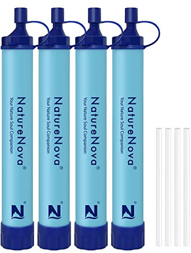 Juego de 4 pajitas filtrantes personales para exteriores, equipo de supervivencia de emergencia, equipo táctico para senderismo, camping, viajes, caza, pesca, salida