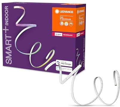 LEDVANCE Flexible LED-Leuchtbänder für Innenraum mit Zigbee-Technologie, RGB-Farbsteuerung, Stecker Typ G (UK), 11W, 700 lumen, Dim, Lebensdauer: bis zu 20.000 h, IP20, Single-pack