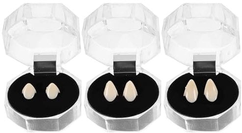 BESPORTBLE Vampire Teeth, Vampire Fangs 3 Pairs Halloween Party Cosplay Dentures Support Halloween Party Favours for Cosplay (2 x 13 mm + 2 x 15 mm + 2 x 17 mm)