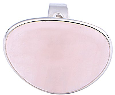 LANCHEN Süße Dame Rosenquarz Herz Liebe Verstellbarer Ring Schmuck 1,4x1,1 