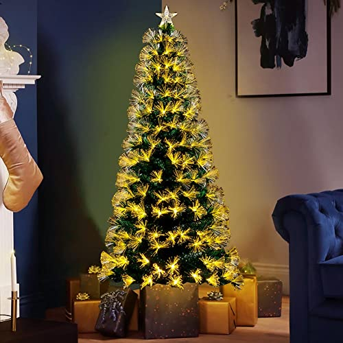 Bakaji Albero di Natale Luminoso Altezza 120 cm con 135 Luci Bianco Caldo Decorazioni Natalizie da Esterno e Interno Addobbi Natalizi Design Moderno Elegante Base a Croce