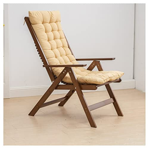 DUNAKE Sessel Wohnzimmer, Klappstuhl Indoor Single, Holz Mid Century Modern Accent Chair Verstellbarer 6-Fach Faltbarer Chaiselongue-Stuhl Mit Fußrastenkissen Für Den Außenbereich