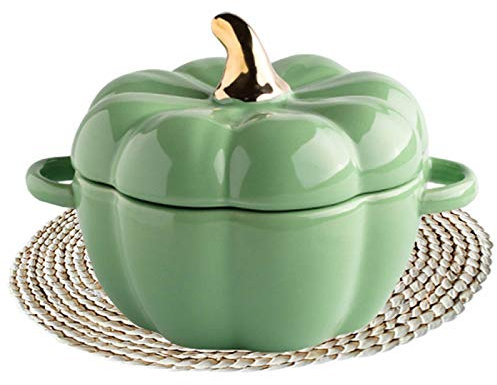 Cacerola De Calabaza Con Tapa Cazuela De Calabaza De Cerámica Olla De Esmalte Olla De Calabaza Creativa Olla De Sopa Fácil De Limpiar Cuenco De Postre En Casa Regalos Para Padres Con Tapete De Césped