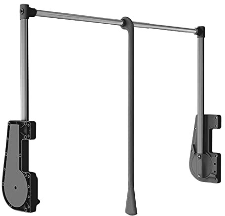 Decoranddecor Adjustable Pull Down Wardrobe Rail, 750mm-1150mm, 15kg Capacity Clothes Rail with Soft Close, Hanging Rail for Sliding and Hinged Wardrobes in Anthracite