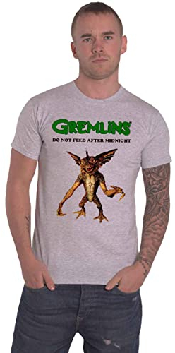 Warner Bros Gremlins T Shirt Stripe Do Not Feed Nouveau Officiel Homme Gris Taille XL