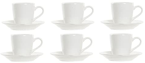 DKD Home Decor Juego de Tazas de café Color Blanco, de gres (90 ml)
