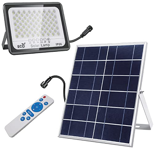 LumenSolar - Kit Solar Con Placa y Foco LED, Equipo Impermeable IP66, Autoconsumo, Temperatura Color 6000K-6500K, Tensión Máxima 500V, Regulable Con Mando a Distancia (20W)