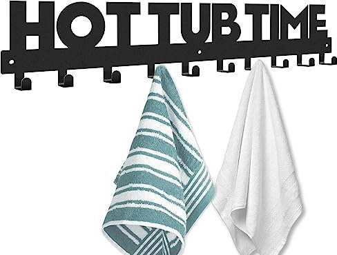 IBosins Towel Rack for Hot Tub Bathroom Towel Holder with 10 Hooks Towel Hanger Wall Mounted for Robes, Clothes, Towels - Hot Tub Accessories Outdoor