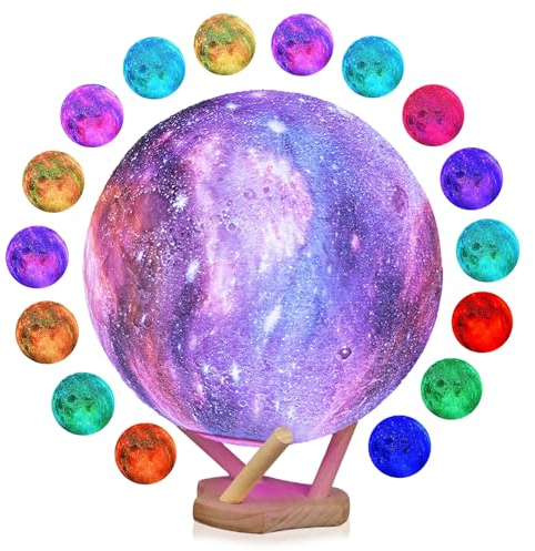 ANNMEONZ Nachtlichter, Mondlampe, 16 Farben, LED-Mondlicht mit Ständer, Fernbedienung und Touch-Steuerung und wiederaufladbar über USB, Nachtlicht für Baby, Kinder, Liebhaber, Geburtstagsparty,