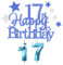 Kuchen Deko 17. Geburtstag für Mädchen und Jungen - Happy 17th Birthday Blau Cake Topper Mit 3D Kerzen Nummer 17 - Party Decoration für Teenager (9 Stück)