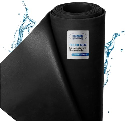 TeichVision - Premium EPDM Teichfolie Stärke 1 mm - 6,1 m x 1,5 m/naturgerechte EPDM Folie schwarz - besonders langlebig/auch geeignet als Hochbeet Folie wasserdicht
