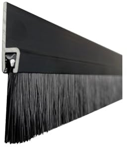 Bürstendichtung, Türdichtung, Türbesen, Streifenbürste 1000mm, Alu: schwarz eloxiert, Besatz: PPN schwarz