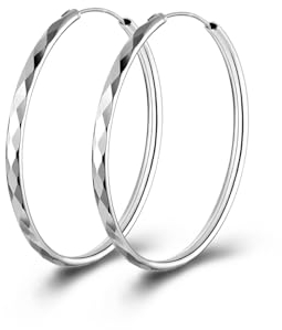 Creolen Silber 925 für Damen, Hypoallergen Groß Silber Creolen Leichte Ohrringe Silberne Creolen für Frauen Mädchen 30/40/50/60mm
