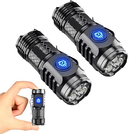 Okdance Three-Eyed Monster Mini Flashlight Super Power Mini Torch High Lumens Waterproof Portable Pocket Torch Rechargeable for Outdoor Hiking Camping(2PCS)