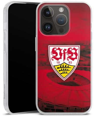 Silikon Hülle kompatibel mit Apple iPhone 14 Pro Case transparent Handyhülle VfB Stuttgart Stadion Offizielles Lizenzprodukt